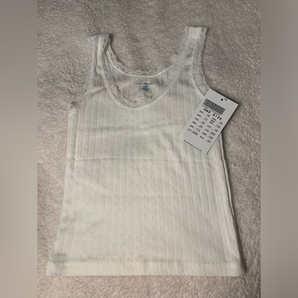 New with tags Brandy Melville 100% cotton tank top. Ribbed, pointelle, white top